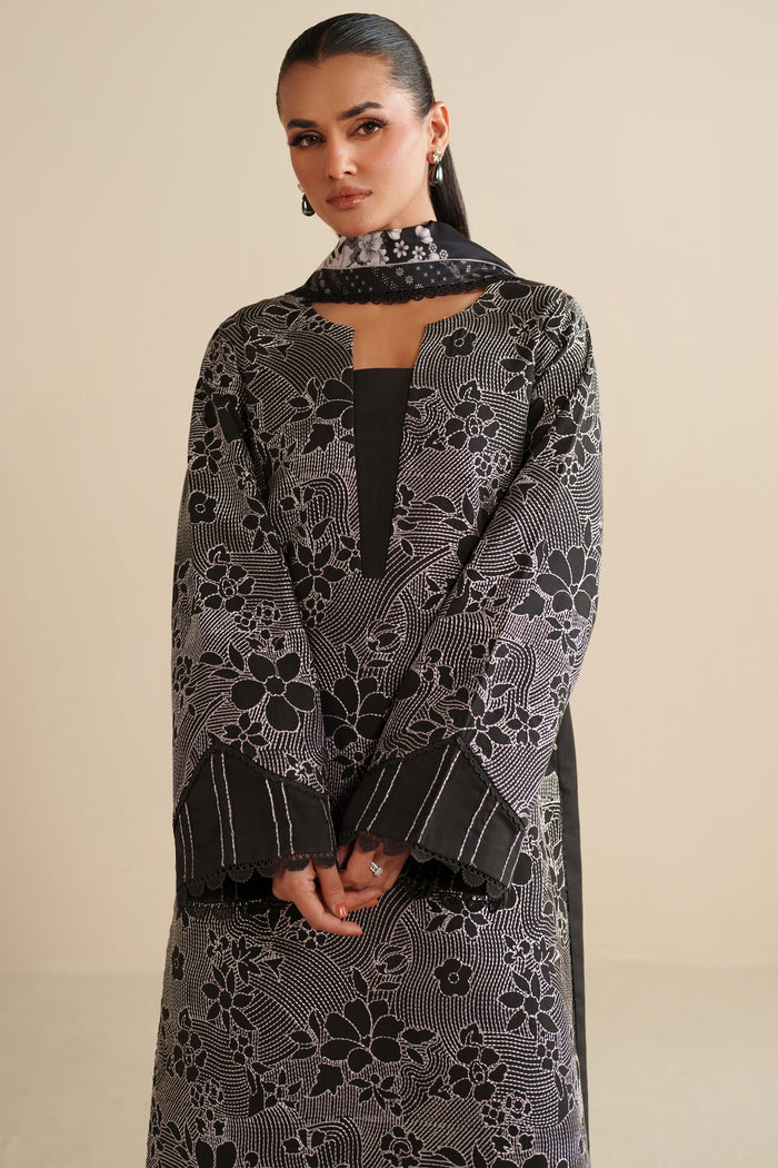 Farasha Winter Spell Embroidered Khaddar Unstitched 3Pc Suit - Rebella