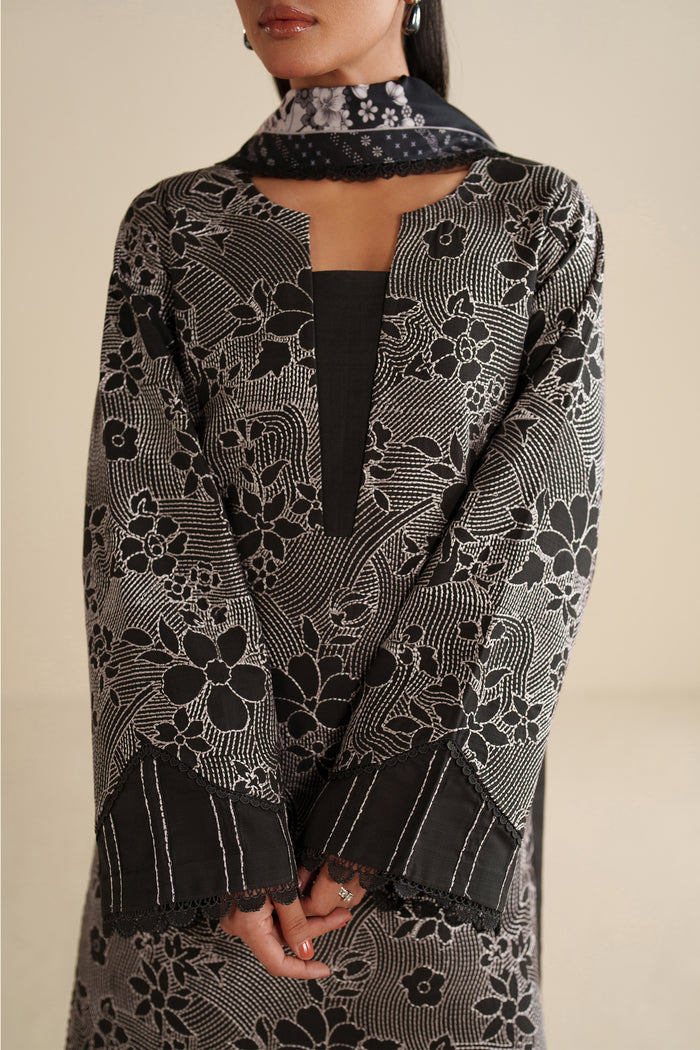 Farasha Winter Spell Embroidered Khaddar Unstitched 3Pc Suit - Rebella