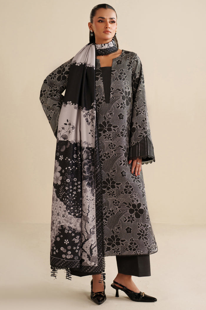 Farasha Winter Spell Embroidered Khaddar Unstitched 3Pc Suit - Rebella