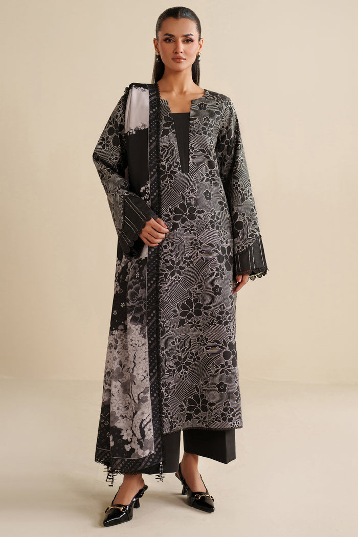 Farasha Winter Spell Embroidered Khaddar Unstitched 3Pc Suit - Rebella