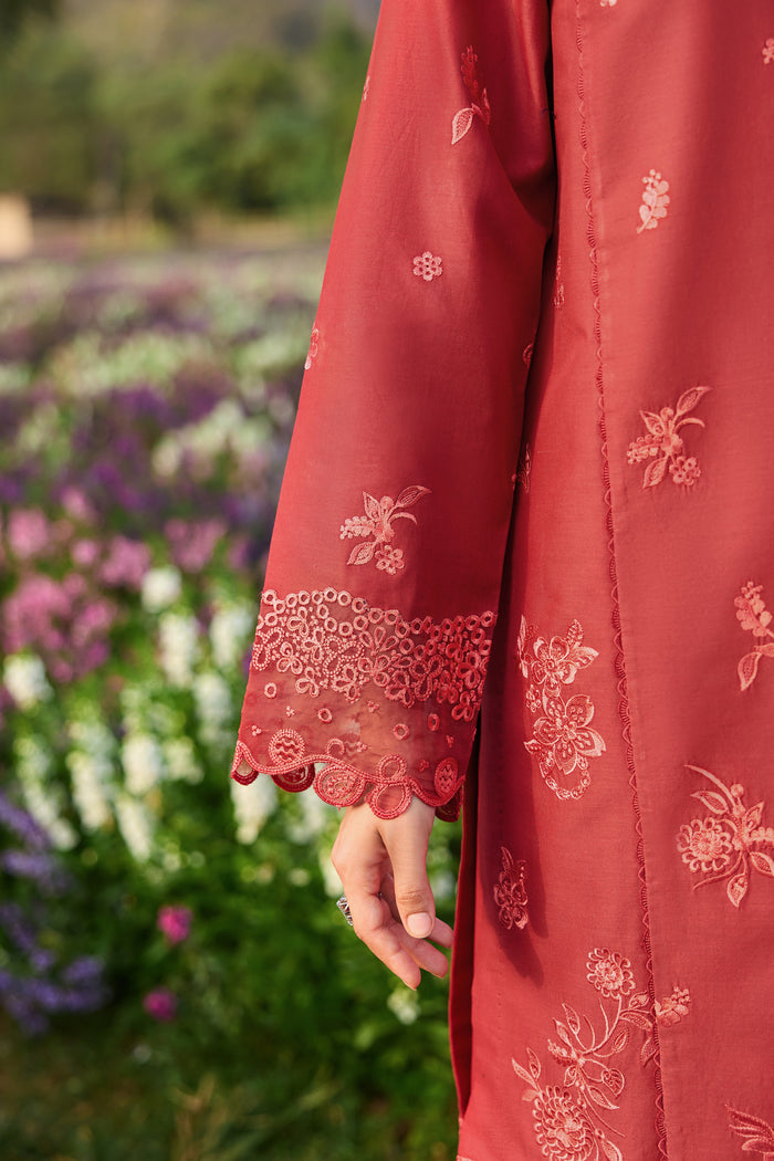 Farasha Summer Weaves Embroidered Lawn Unstitched 3Pc Suit - Red Whisper