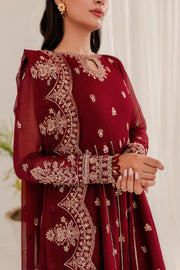 Farasha Lumiere Luxury Embroidered Chiffon Unstitched 3Pc Suit - Redsturt