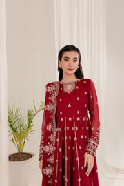 Farasha Lumiere Luxury Embroidered Chiffon Unstitched 3Pc Suit - Redsturt