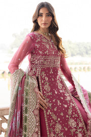 Farasha Ritzier Embroidered Chiffon Unstitched 3Pc Suit - Regal Rose