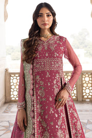 Farasha Ritzier Embroidered Chiffon Unstitched 3Pc Suit - Regal Rose