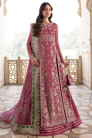 Farasha Ritzier Embroidered Chiffon Unstitched 3Pc Suit - Regal Rose