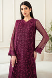 Farasha Essence Embroidered Chiffon Unstitched 3Pc Suit - Regal Violet