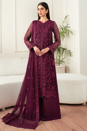Farasha Essence Embroidered Chiffon Unstitched 3Pc Suit - Regal Violet