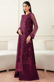 Farasha Essence Embroidered Chiffon Unstitched 3Pc Suit - Regal Violet
