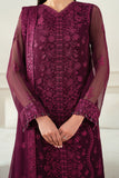 Farasha Essence Embroidered Chiffon Unstitched 3Pc Suit - Regal Violet