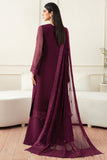 Farasha Essence Embroidered Chiffon Unstitched 3Pc Suit - Regal Violet