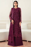 Farasha Essence Embroidered Chiffon Unstitched 3Pc Suit - Regal Violet