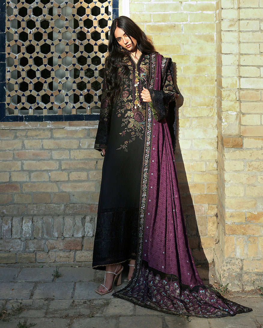 Mushq Broadway Embroidered Jacquard Unstitched 3Pc Suit - Registan Moon
