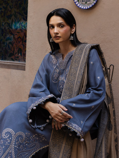 Still by Yards Embroidered Italian Woolen Unstitched 3Pc Suit D-05 Remembered
