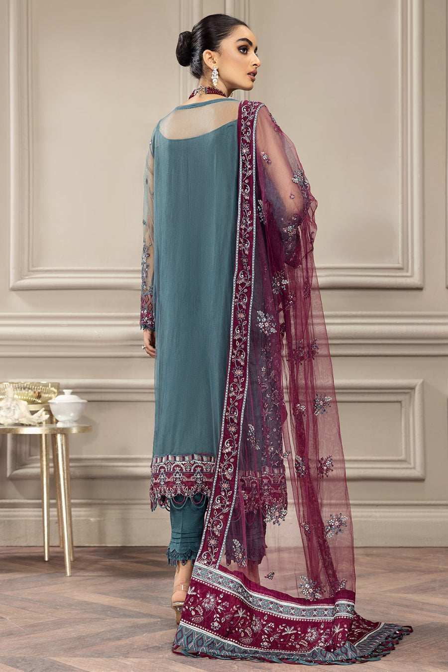 FARASHA Embroidered Net Unstitched 3 Piece Suit - Rene