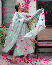 Mushq Sunehri Ramsha Edit Satin Zari Stitched 3Pc Suit - Resham