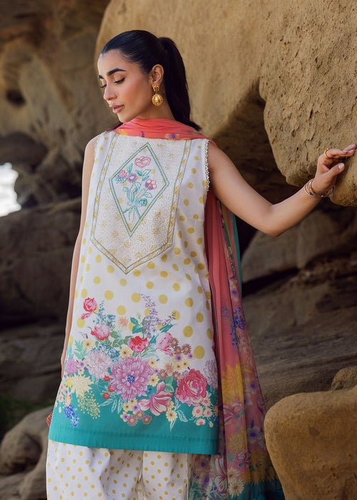 Sadaf Fawad Khan Siraa Vol-02 Unstitched Lawn 3Pc Suit - Retro Polka