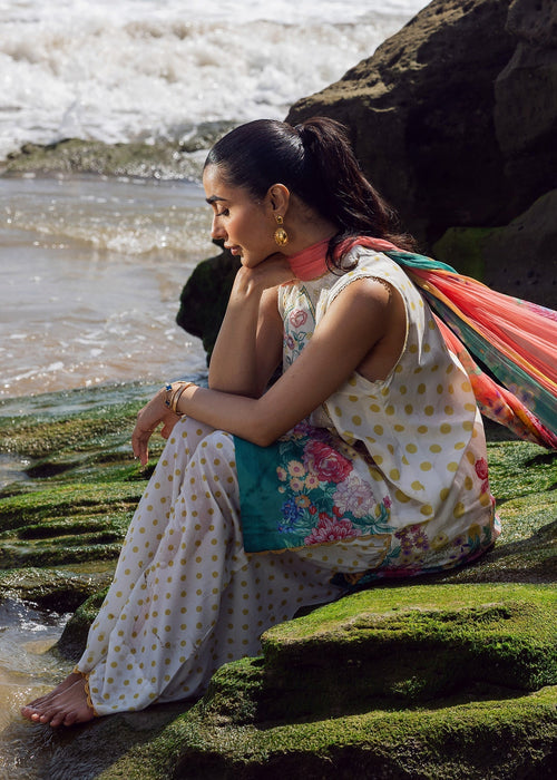 Sadaf Fawad Khan Siraa Vol-02 Unstitched Lawn 3Pc Suit - Retro Polka