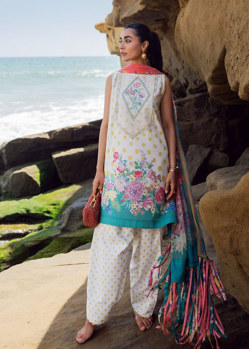 Sadaf Fawad Khan Siraa Vol-02 Unstitched Lawn 3Pc Suit - Retro Polka