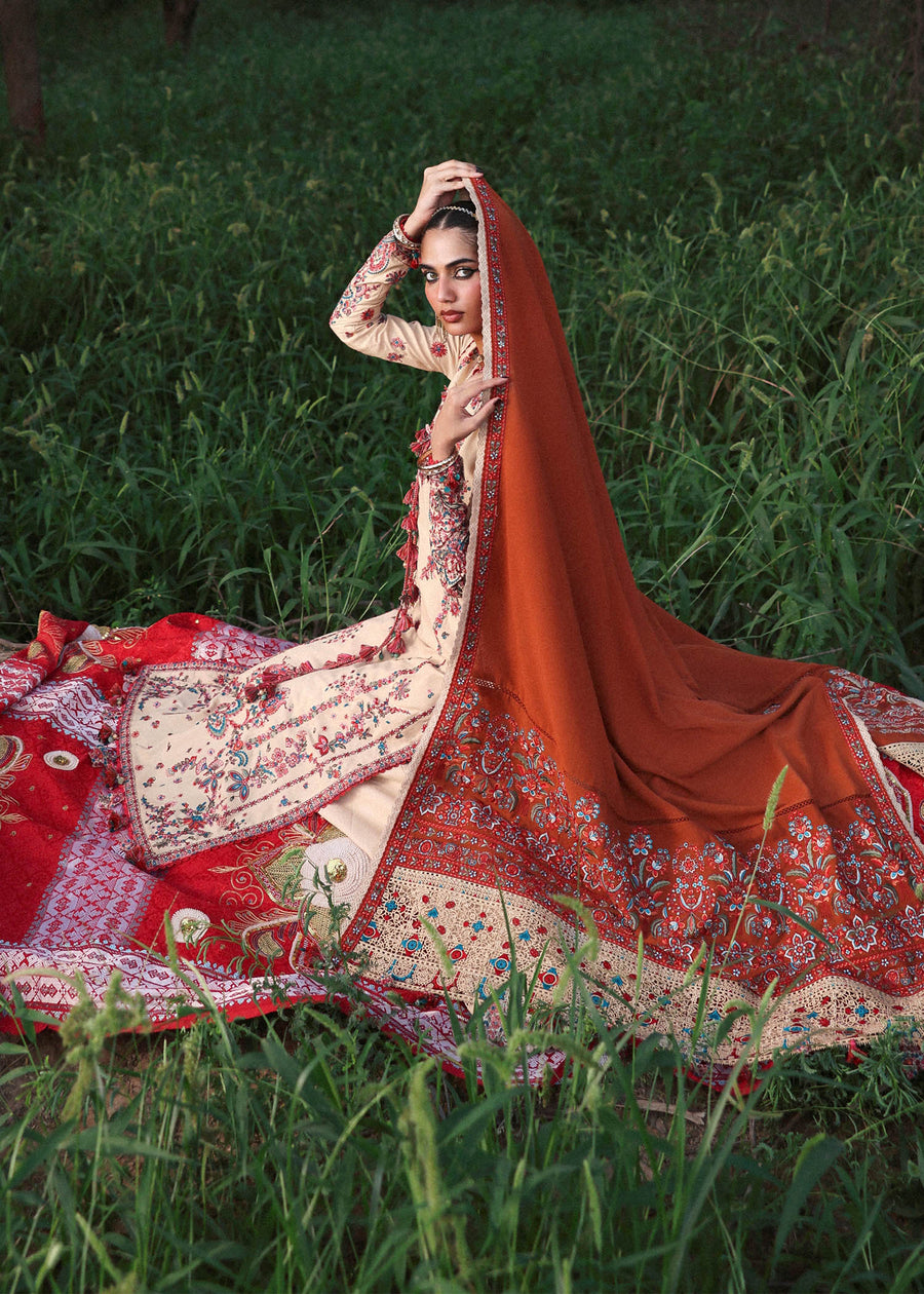 Hussain Rehar Embroidered Karandi Unstitched 3Pc Suit - Riva