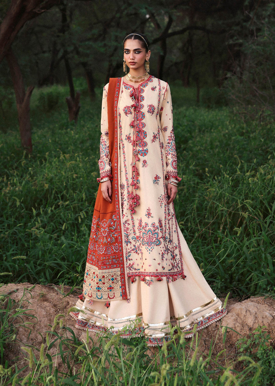 Hussain Rehar Embroidered Karandi Unstitched 3Pc Suit - Riva