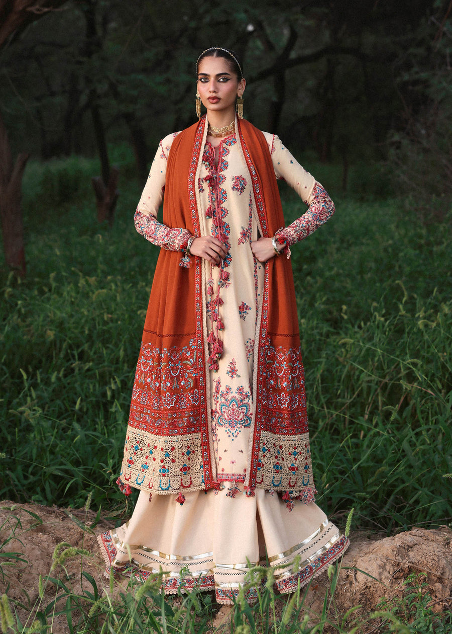 Hussain Rehar Embroidered Karandi Unstitched 3Pc Suit - Riva