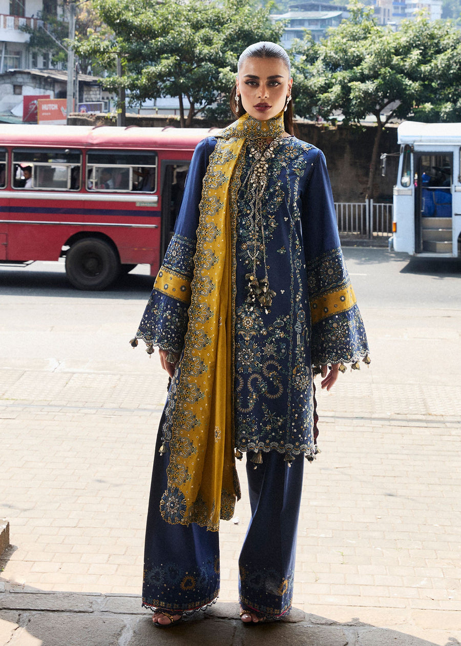 Hussain Rehar Luxury Lawn Unstitched Embroidered 3Pc Suit D-11 Riviera
