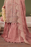 Farasha Luxury Formal Embroidered Net Unstitched 3Pc Suit - Rosa