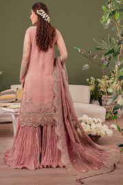 Farasha Luxury Formal Embroidered Net Unstitched 3Pc Suit - Rosa