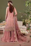 Farasha Luxury Formal Embroidered Net Unstitched 3Pc Suit - Rosa