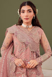 Farasha Luxury Formal Embroidered Net Unstitched 3Pc Suit - Rosa
