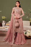 Farasha Luxury Formal Embroidered Net Unstitched 3Pc Suit - Rosa