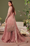 Farasha Luxury Formal Embroidered Net Unstitched 3Pc Suit - Rosa
