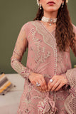 Farasha Luxury Formal Embroidered Net Unstitched 3Pc Suit - Rosa