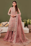 Farasha Luxury Formal Embroidered Net Unstitched 3Pc Suit - Rosa