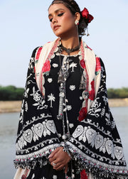 Hussain Rehar Embroidered Karandi Unstitched 3Pc Suit - Rose