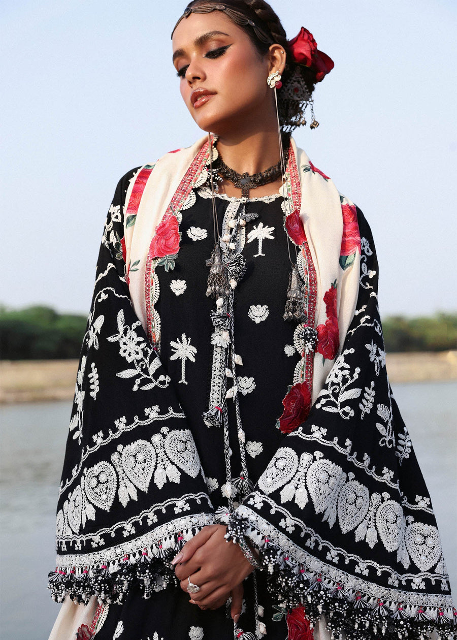 Hussain Rehar Embroidered Karandi Unstitched 3Pc Suit - Rose