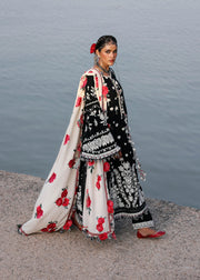 Hussain Rehar Embroidered Karandi Unstitched 3Pc Suit - Rose