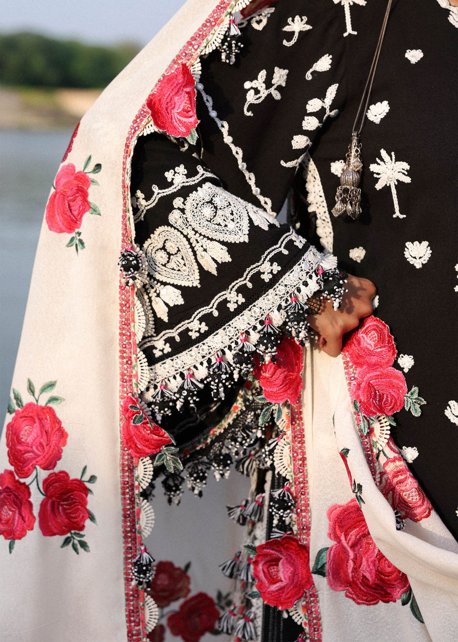 Hussain Rehar Embroidered Karandi Unstitched 3Pc Suit - Rose
