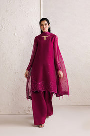 Farasha Luxury Formal Embroidered Chiffon Unstitched 3Pc Suit - Rose Amour