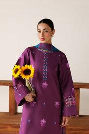 Farasha Summer Melody Embroidered Lawn Unstitched 3Pc Suit - Rose Muave
