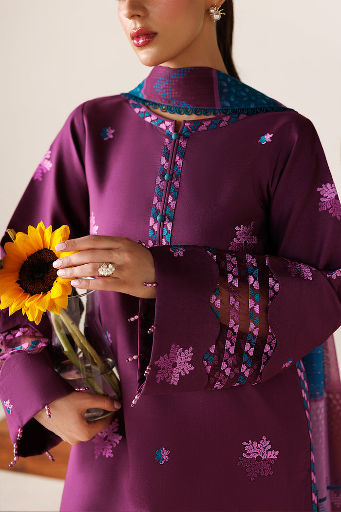 Farasha Summer Melody Embroidered Lawn Unstitched 3Pc Suit - Rose Muave