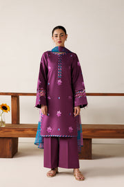 Farasha Summer Melody Embroidered Lawn Unstitched 3Pc Suit - Rose Muave
