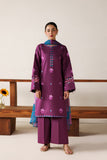 Farasha Summer Melody Embroidered Lawn Unstitched 3Pc Suit - Rose Muave