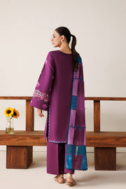 Farasha Summer Melody Embroidered Lawn Unstitched 3Pc Suit - Rose Muave