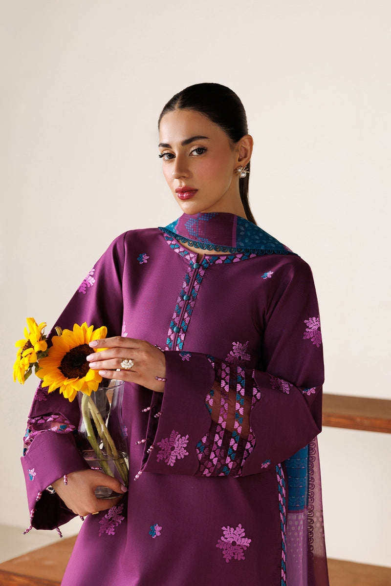 Farasha Summer Melody Embroidered Lawn Unstitched 3Pc Suit - Rose Muave