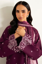 Farasha Summer Weaves Embroidered Lawn Unstitched 3Pc Suit - Rose Passion