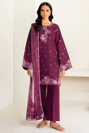 Farasha Summer Weaves Embroidered Lawn Unstitched 3Pc Suit - Rose Passion