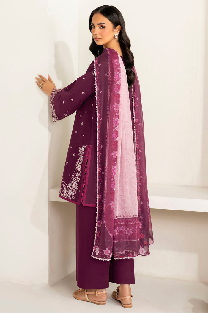 Farasha Summer Weaves Embroidered Lawn Unstitched 3Pc Suit - Rose Passion