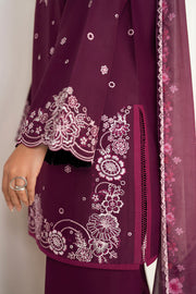 Farasha Summer Weaves Embroidered Lawn Unstitched 3Pc Suit - Rose Passion